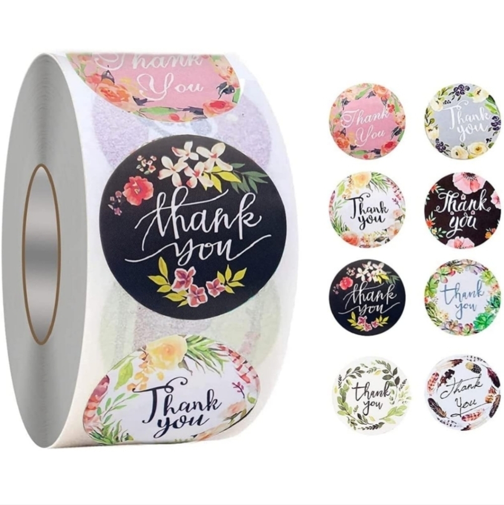 Floral Thank You Sticker Roll